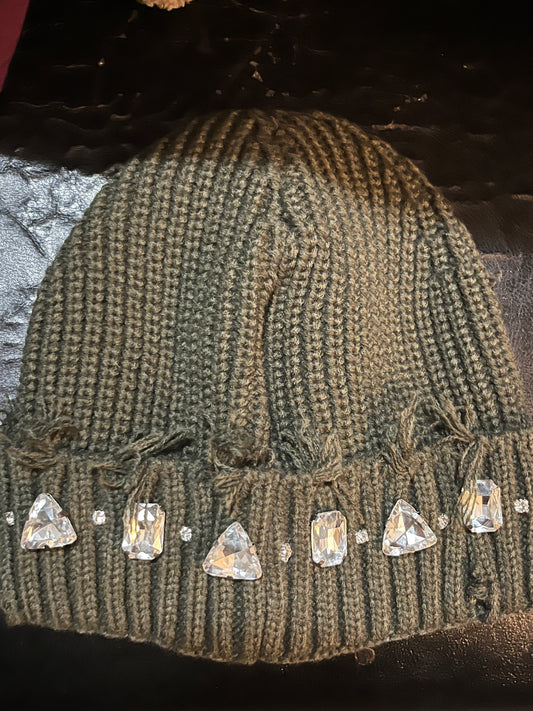 GREEN Diamond Stone Beanies